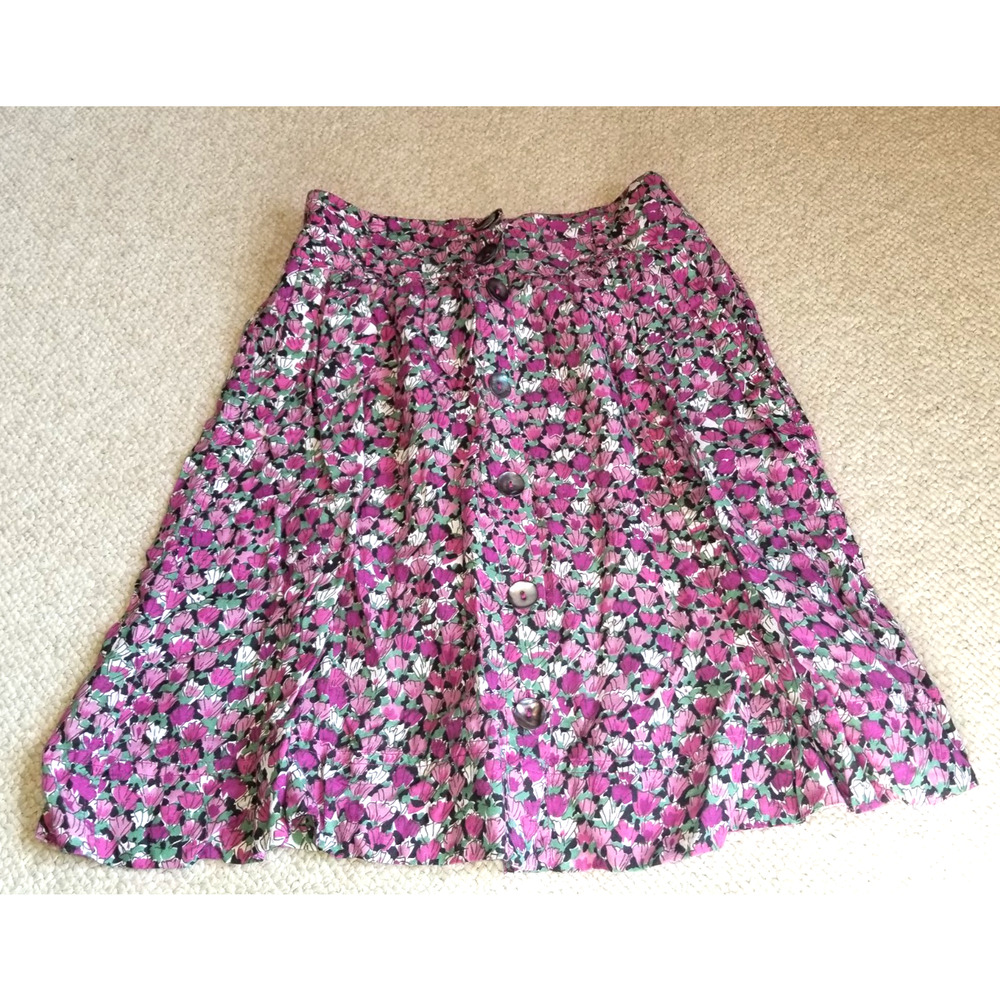 VINTAGE Y2K Womens Skirt-MONSOON-purple/green/white floral button Cottagecore-4
